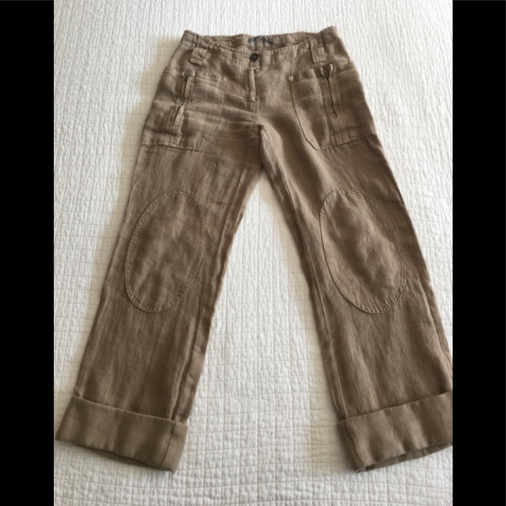 LIU Jo tan linen pants w/cuffs
